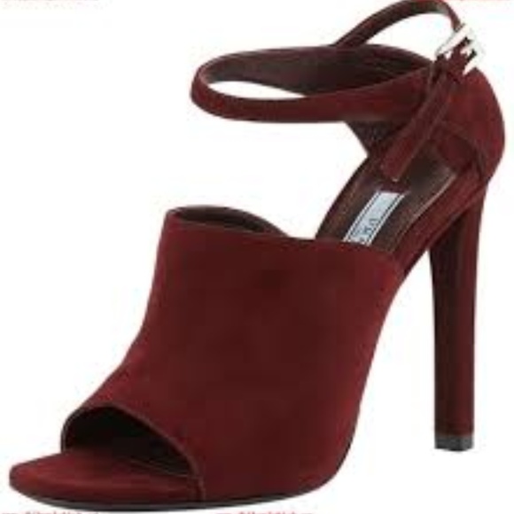 Prada Amaranto Bordeaux Suede Wide Band Heels - Picture 2 of 3
